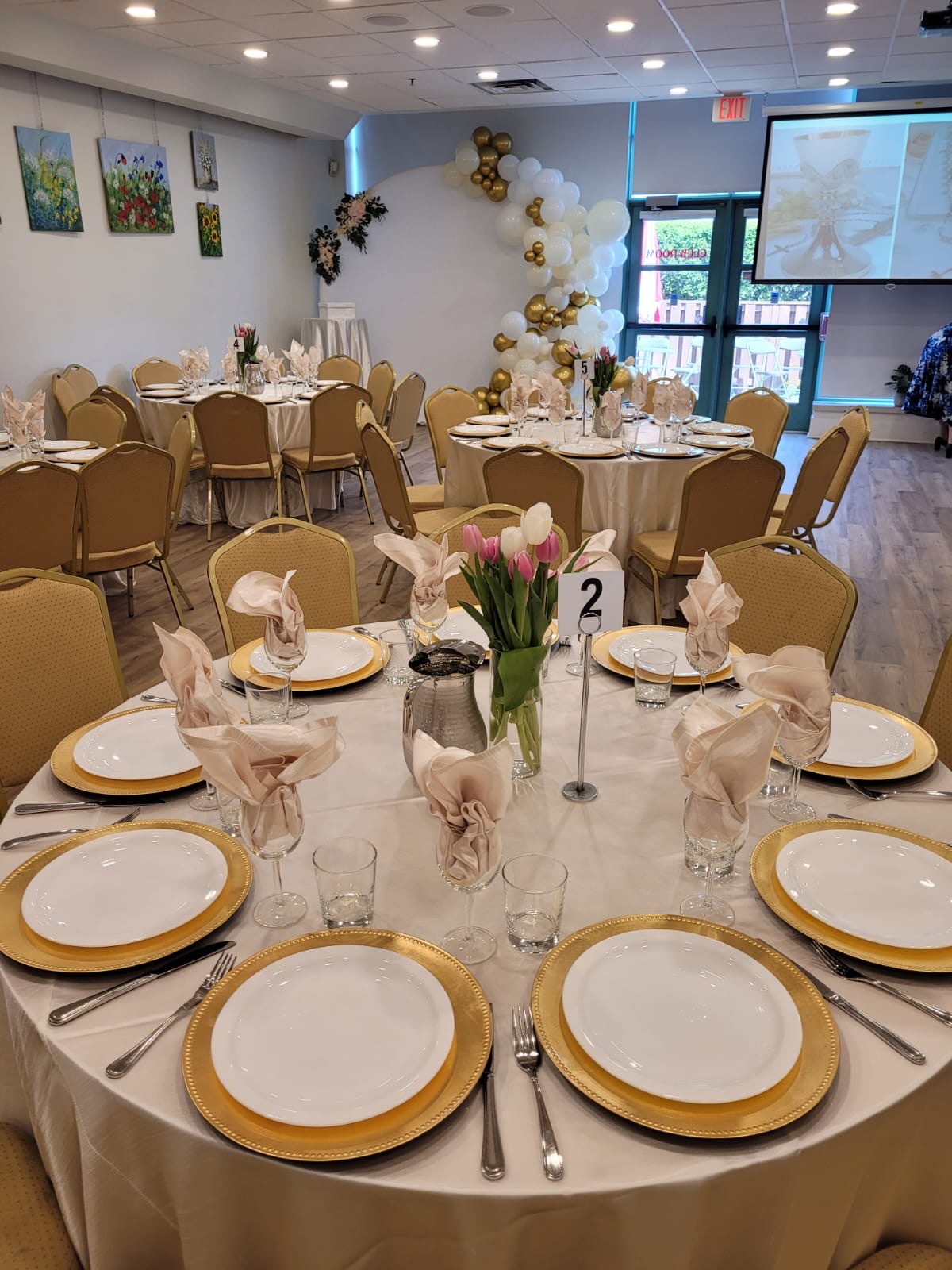 Club Room prepared for a banquet