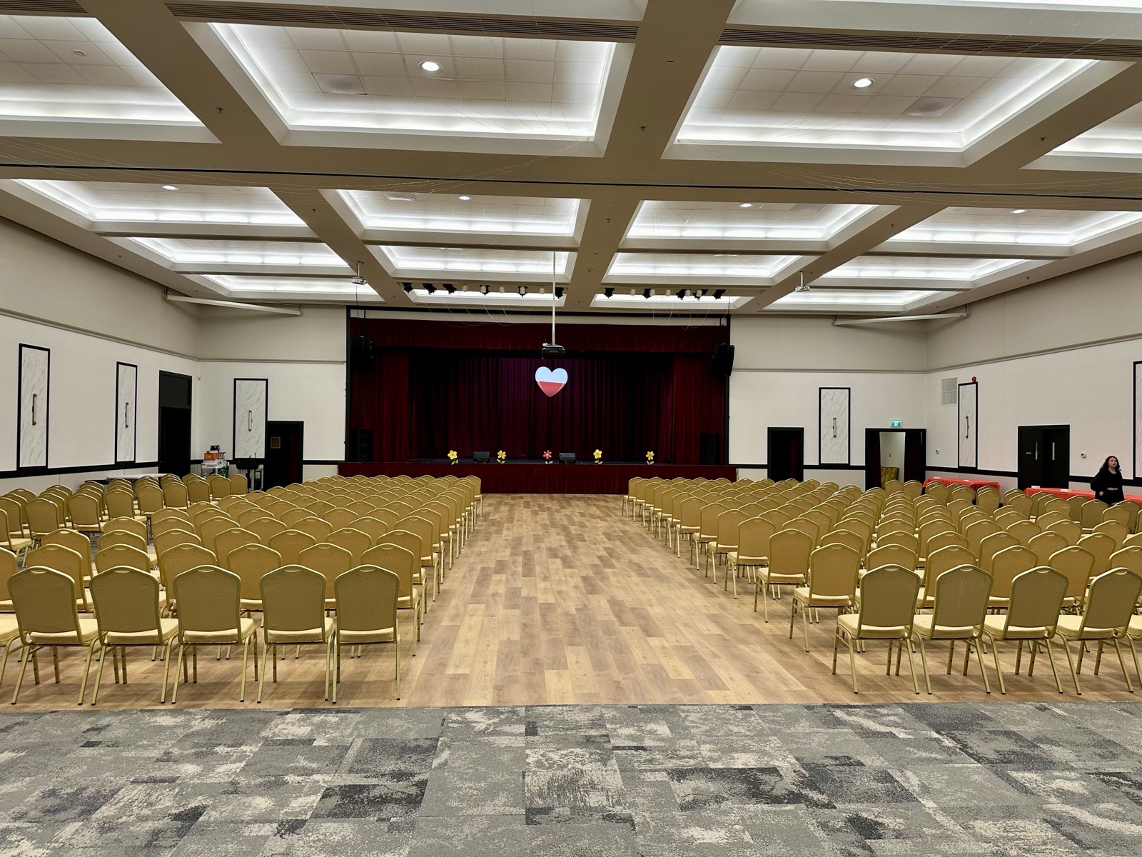 Theatre seating facing the Great Hall stage